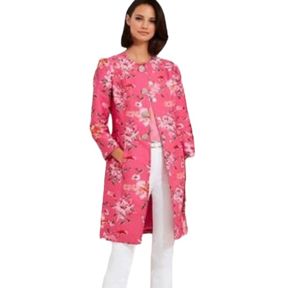 RARE Carlisle Collection Catalina Pink Jacquard Floral Jacket - 10 - Picture 2 of 16